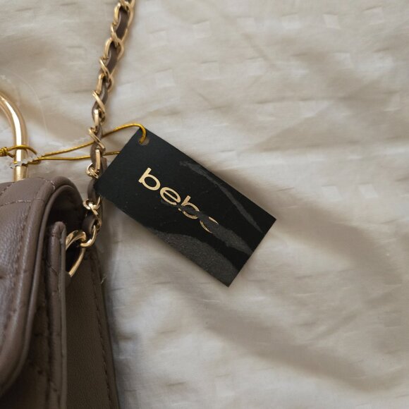 Bebe kamala Brown quilted cross body bag in taupe with gold tone hardware. - Picture 5 of 5